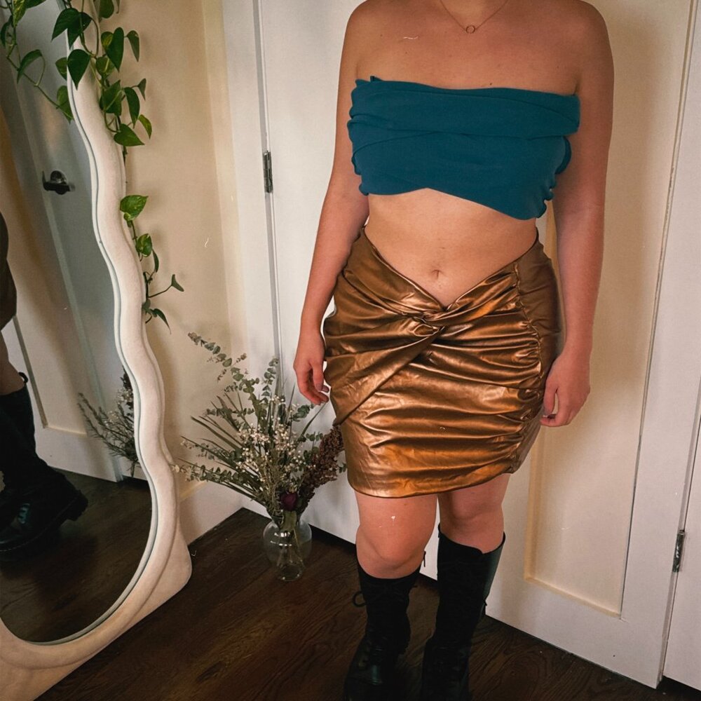Gold mini skirt-MICAS